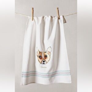 Anthropologie Dishtowel LOVED LOYAL Palmer CHIHUAHUA Dog Embroidered NWT
